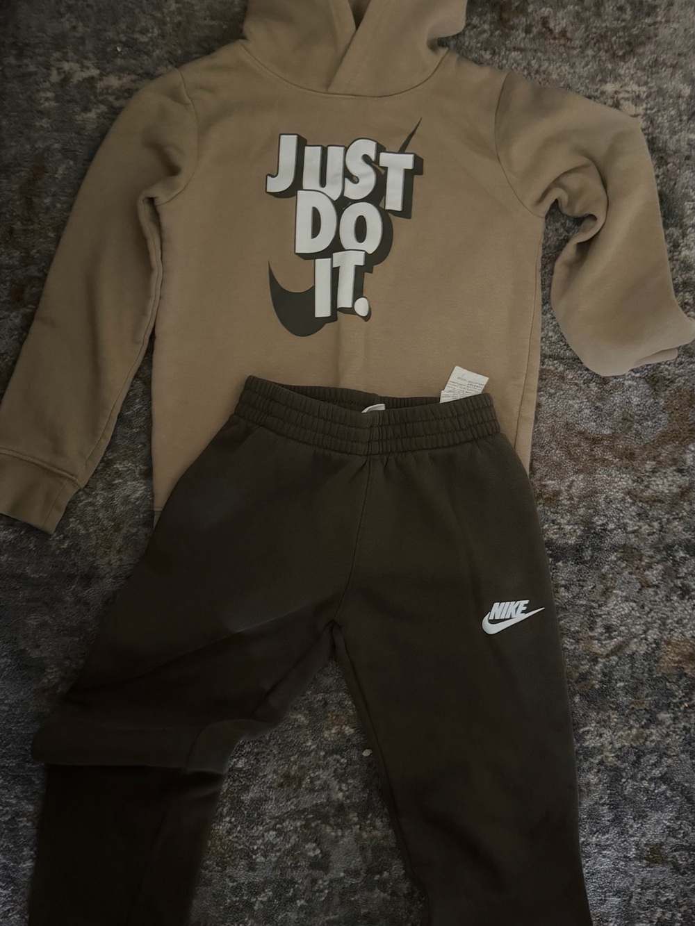 Nike Kids Brown and Tan 'Just Do It' Hoodie & Joggers